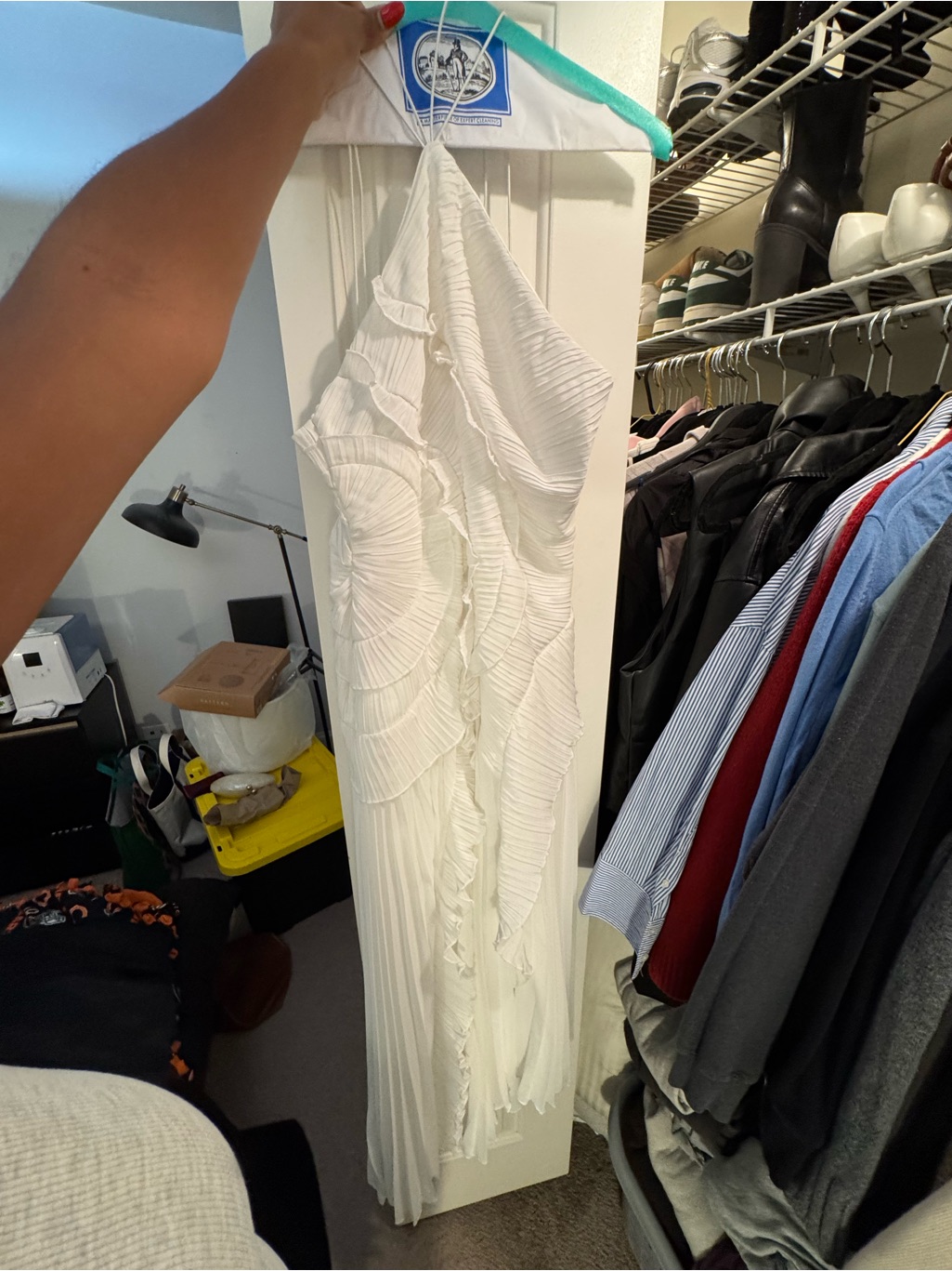 Ivory Halter Ruffle Pleated Midi Dress — image 6 of 6